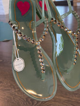 Carica l'immagine nel visualizzatore di Gallery, MENGHI SANDALO INFRADITO SWAROVSKI VERDE