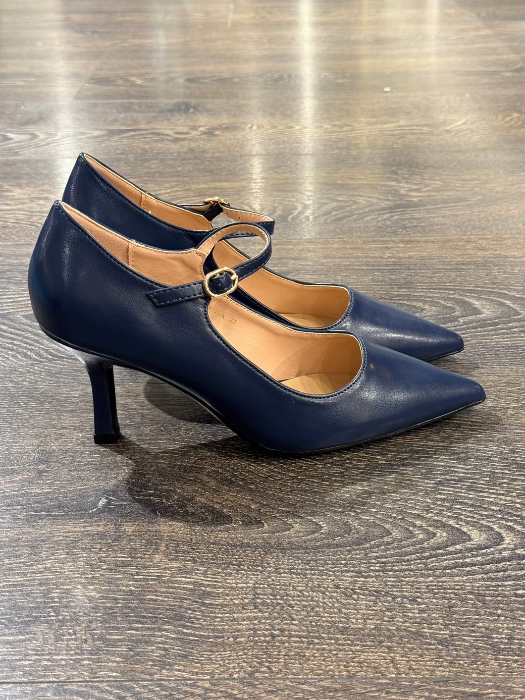 FRANCESCO MILANO BEBE PELLE BLU TACCO 8CM