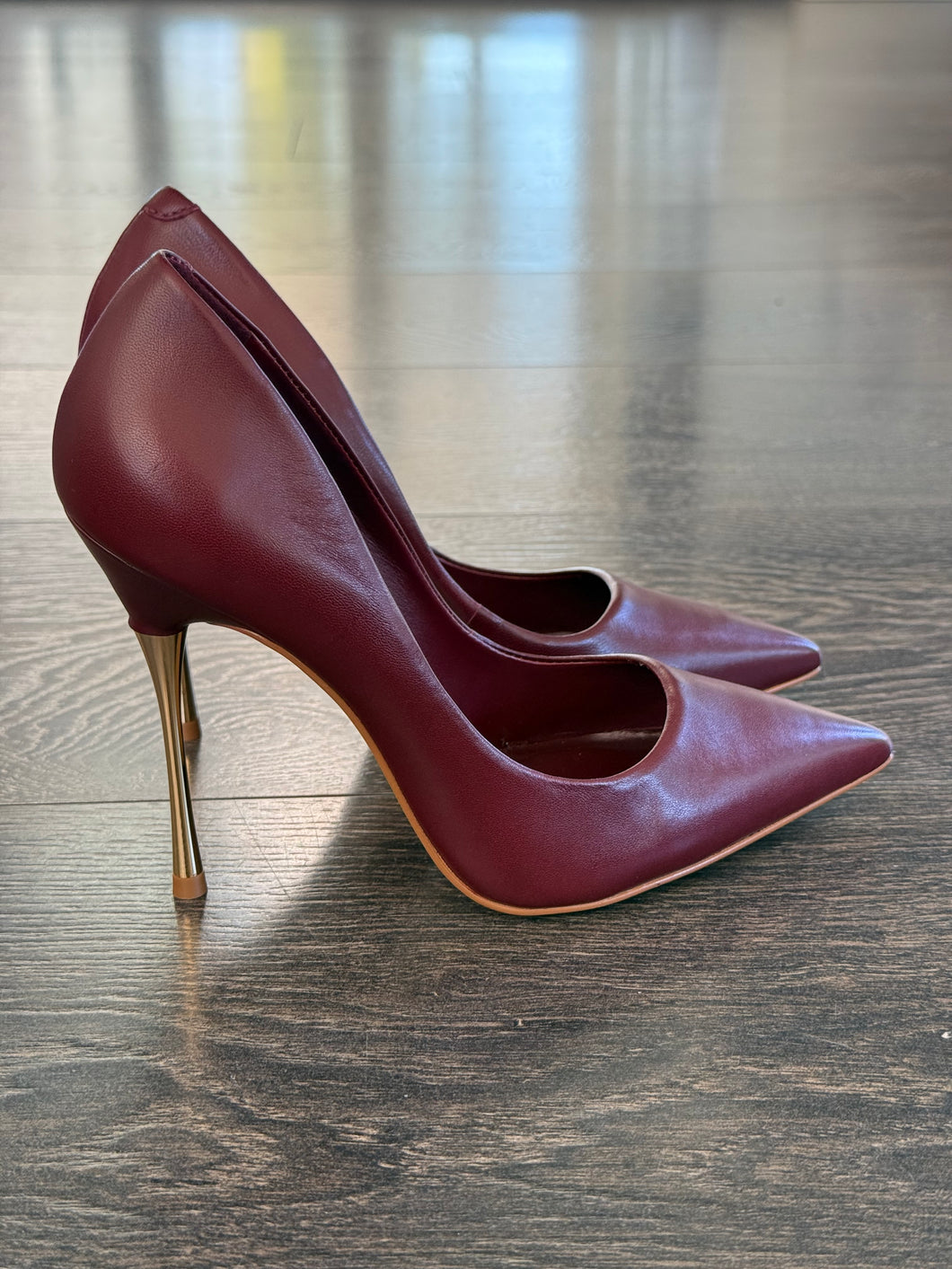 CARRANO DECOLLETE IN PELLE MOGANO TACCO 10,5CM  IN ACCIAIO