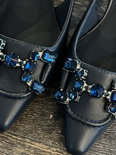 Carica l&#39;immagine nel visualizzatore di Gallery, BRUNO PREMI SLINGBACK IN PELLE BLU TACCO 7 CM CON ACCESSORIO
