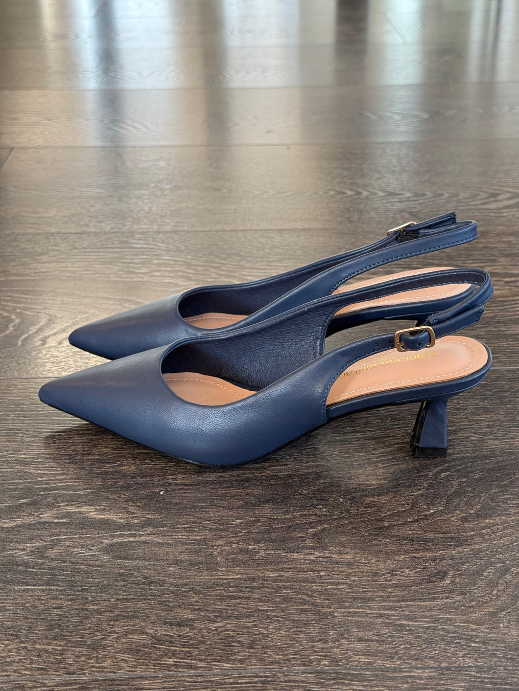 FRANCESCO MILANO SLINGBACK IN PELLE BLU TACCO 4,5 CM