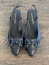 Carica l&#39;immagine nel visualizzatore di Gallery, BRUNO PREMI SLINGBACK IN PELLE BLU TACCO 7 CM CON ACCESSORIO
