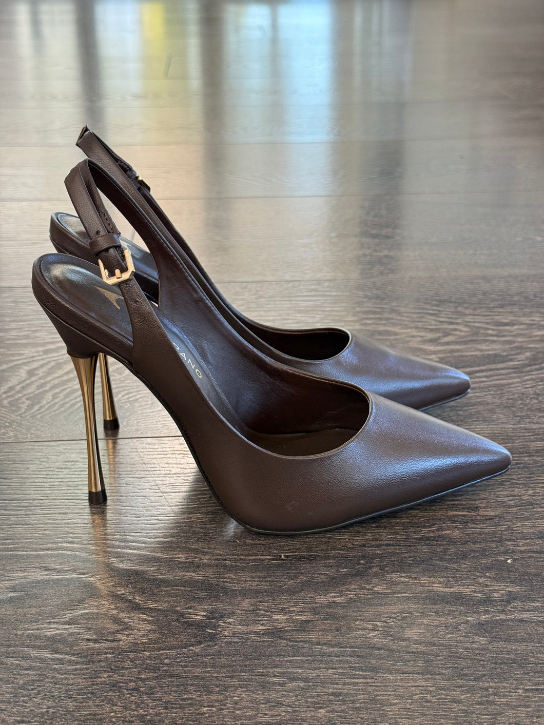 CARRANO SLINGBACK IN PELLE TESTA DI MORO TACCO 10,5CM  IN ACCIAIO