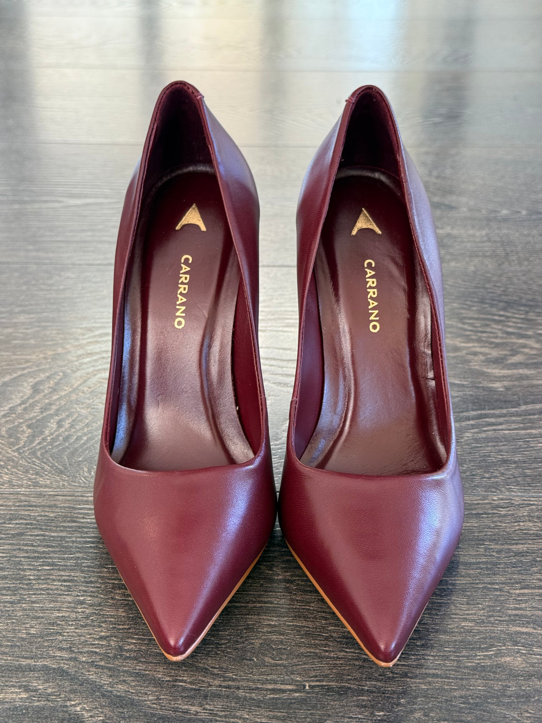 CARRANO DECOLLETE IN PELLE MOGANO TACCO 10,5CM  IN ACCIAIO