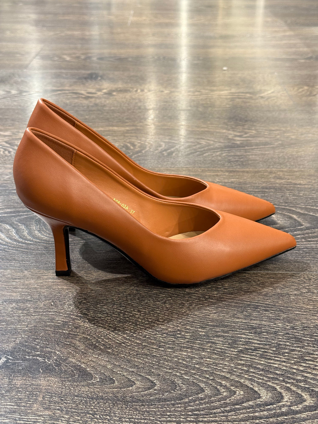 FRANCESCO MILANO DECOLLETE' PELLE CUOIO SCOLLO CUORE  TACCO 8CM