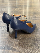 Carica l&#39;immagine nel visualizzatore di Gallery, FRANCESCO MILANO BEBE PELLE BLU TACCO 8CM
