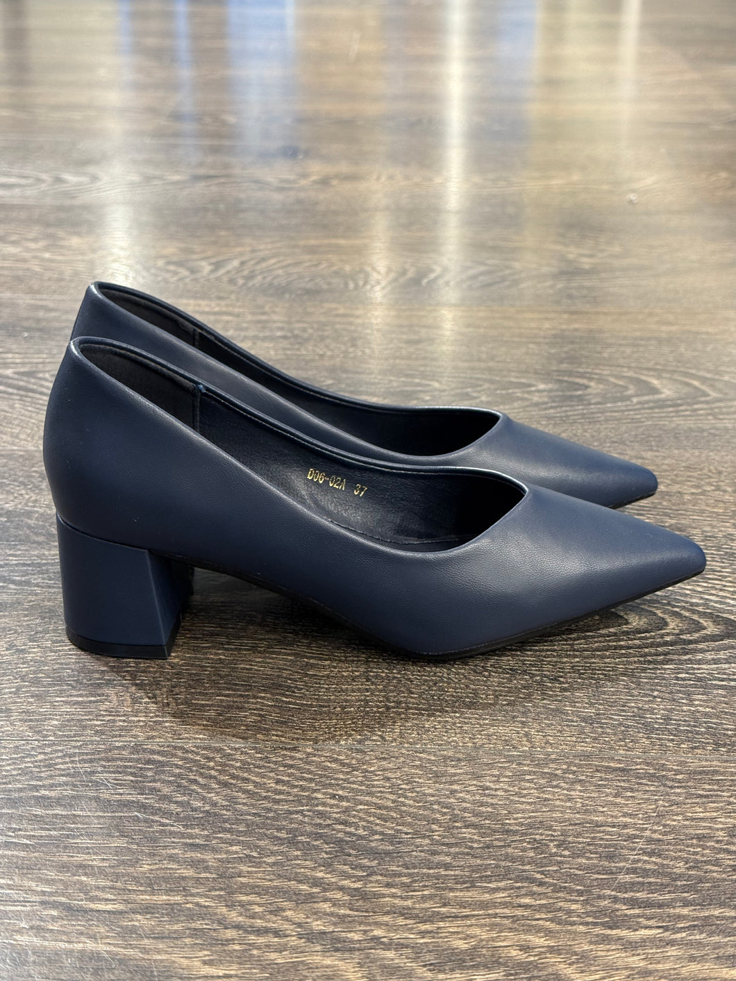FRANCESCO MILANO DECOLLETE' PELLE BLU TACCO 5 CM GROSSO