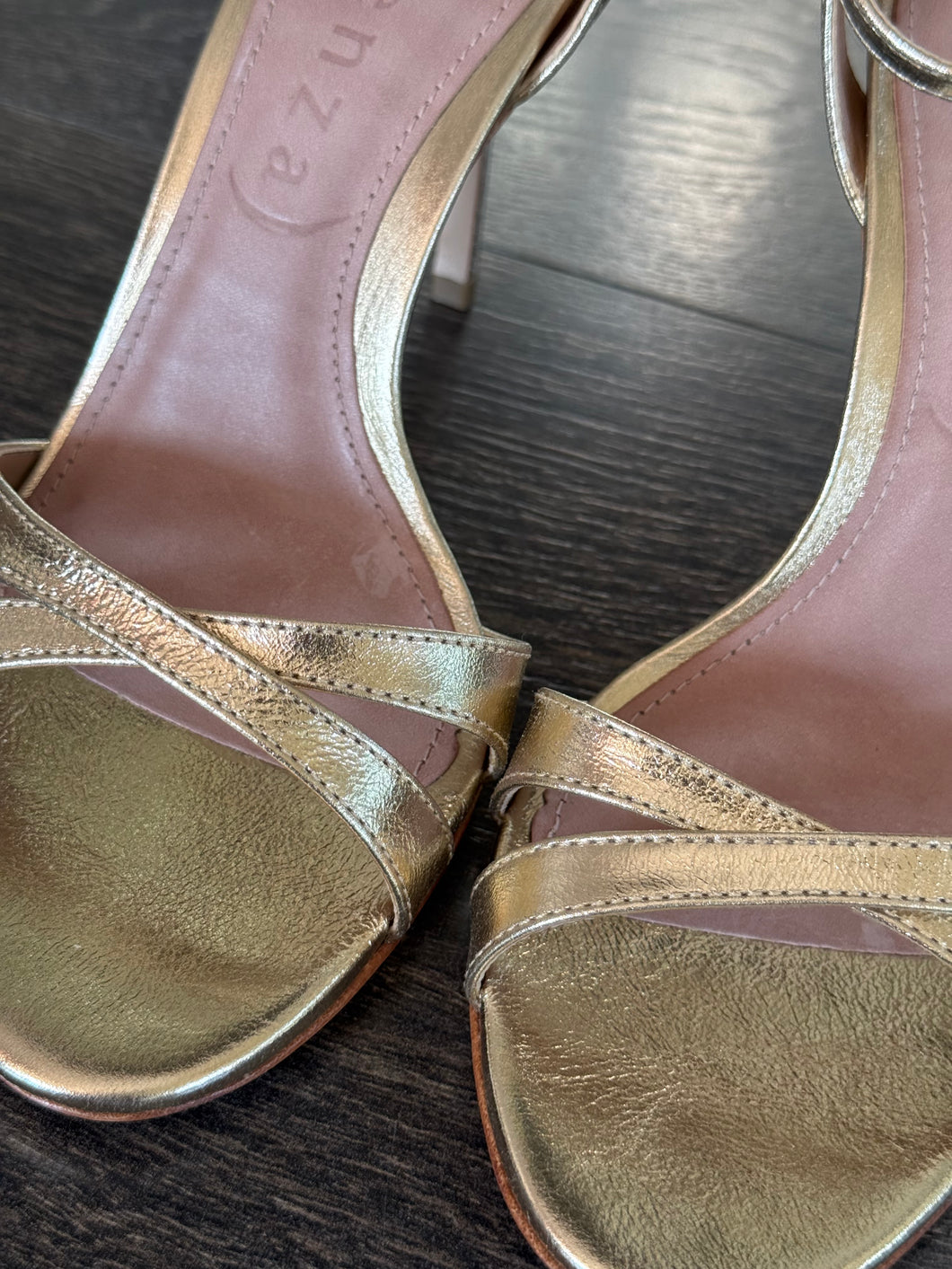 VICENZA SANDALO IN PELLE ORO TACCO 8,5 CM CINTURINO ALLA CAVIGLIA