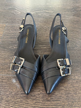 Carica l'immagine nel visualizzatore di Gallery, BRUNO PREMI SLINGBACK IN PELLE NERA TACCO 3 CM FIBBIE
