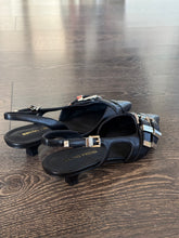 Carica l'immagine nel visualizzatore di Gallery, BRUNO PREMI SLINGBACK IN PELLE NERA TACCO 3 CM FIBBIE
