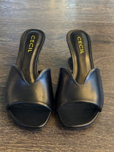 Carica l'immagine nel visualizzatore di Gallery, CECIL/MISS UNIQUE  MULE IN PELLE NERO TACCO SCULTURA 5 CM
