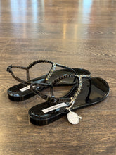 Carica l'immagine nel visualizzatore di Gallery, MENGHI SANDALO INFRADITO SWAROVSKI NERO
