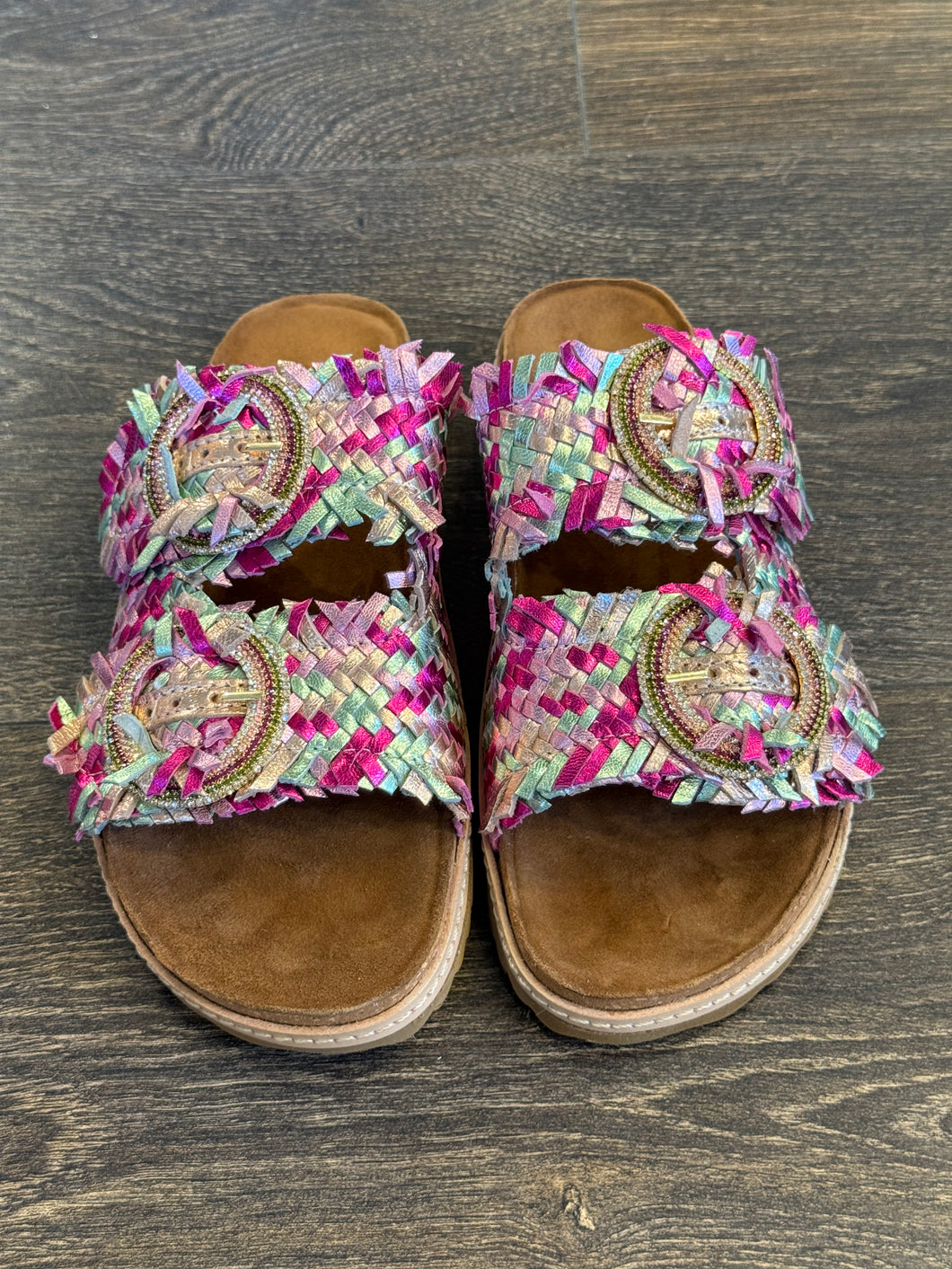 EKP SABOT 2 FASCE PELLE INTRECCIATA MULTI COLOR