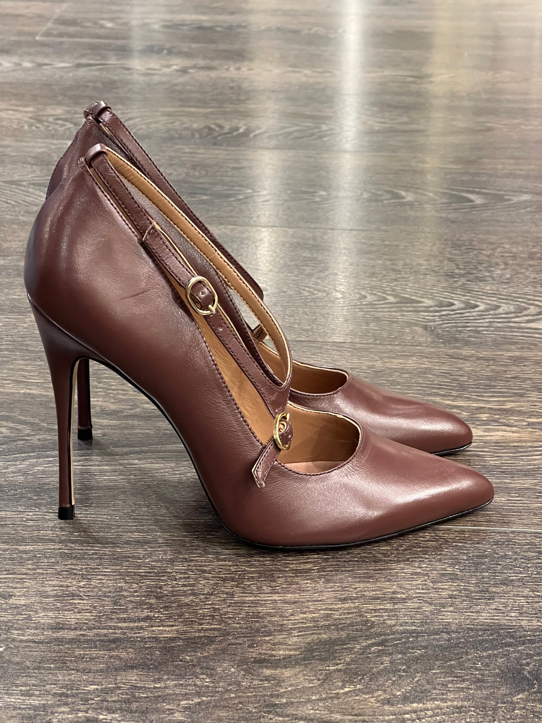 VICENZA DECOLLETE' IN PELLE CIOCCOLATO TACCO 10,5 CM V LATO