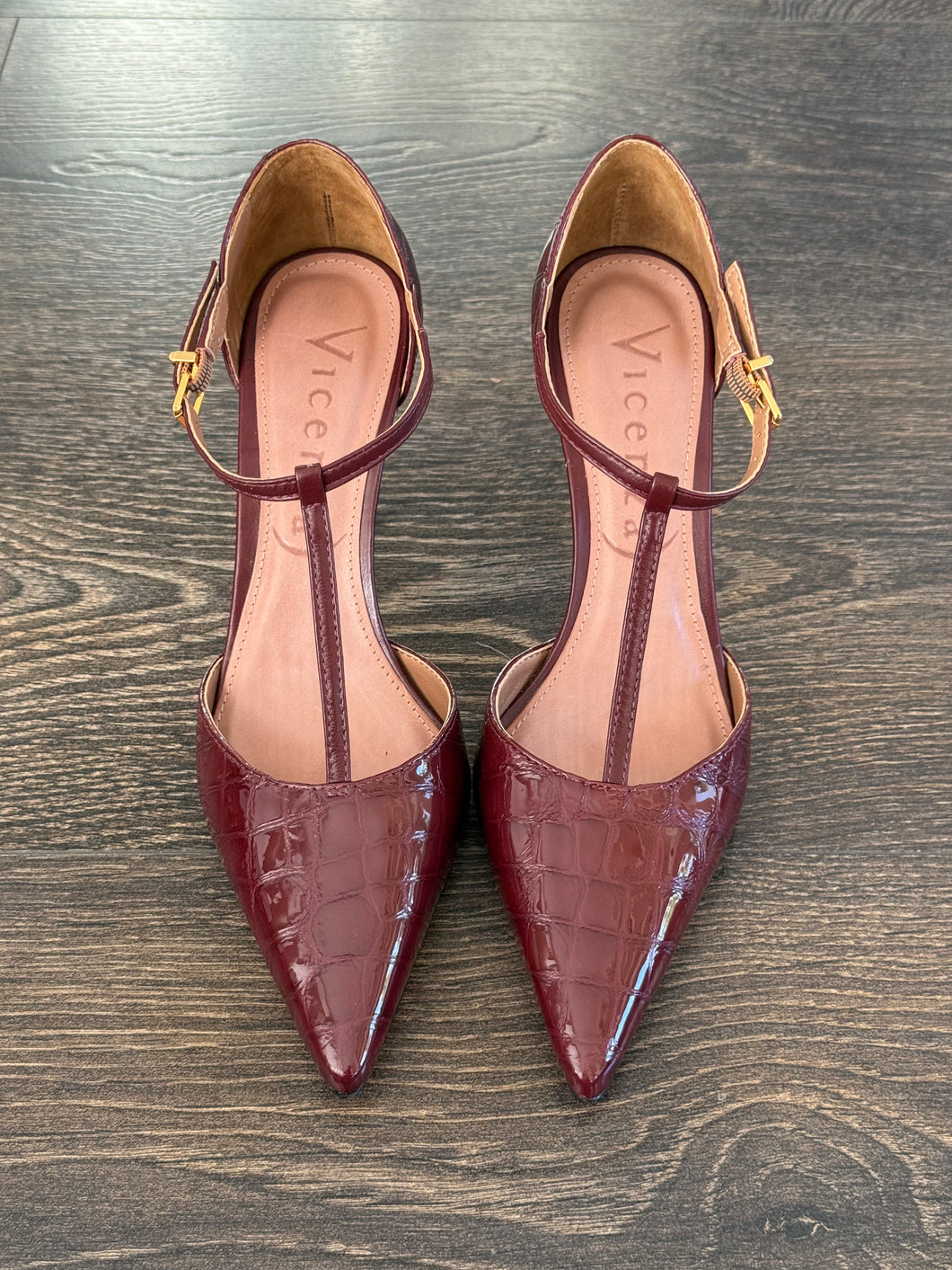 VICENZA DECOLLETE' IN VERNICE COCCO BORDEAUX TACCO 9CM  T