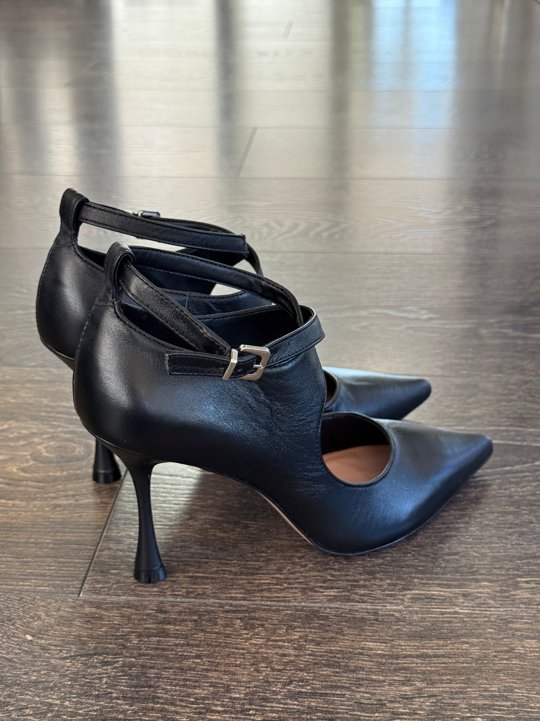 VICENZA DECOLLETE' PELLE NERA TACCO 9CM