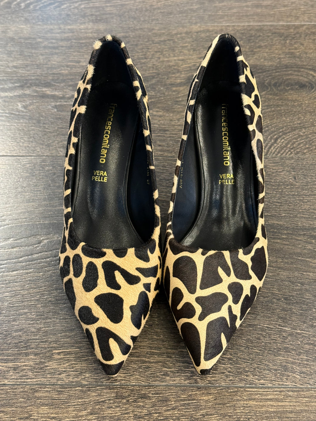 FRANCESCO MILANO DECOLLETE' STAMPA GIRAFFA TACCO 7,5 CM