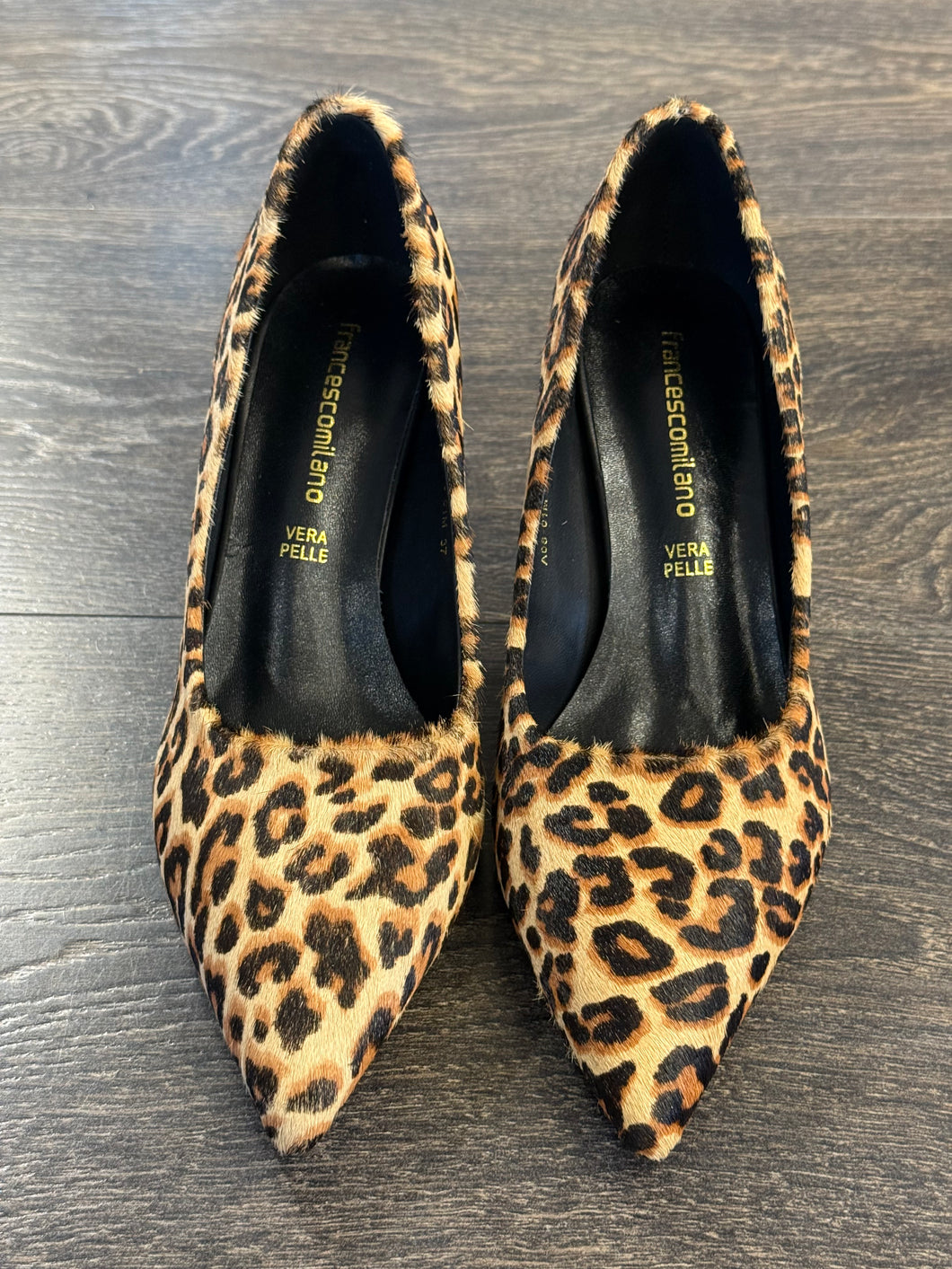 FRANCESCO MILANO DECOLLETE' STAMPA LEOPARDO TACCO 7,5 CM