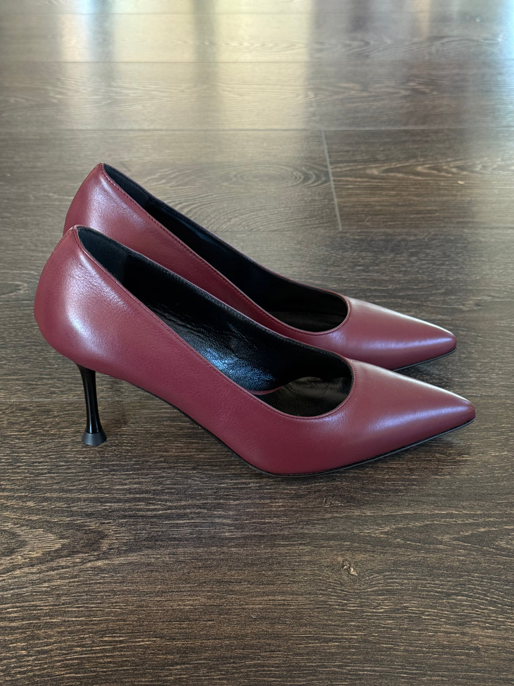 EMANUELA PASSERI DECOLLETE' IN PELLE BORDEAUX TACCO 7,5