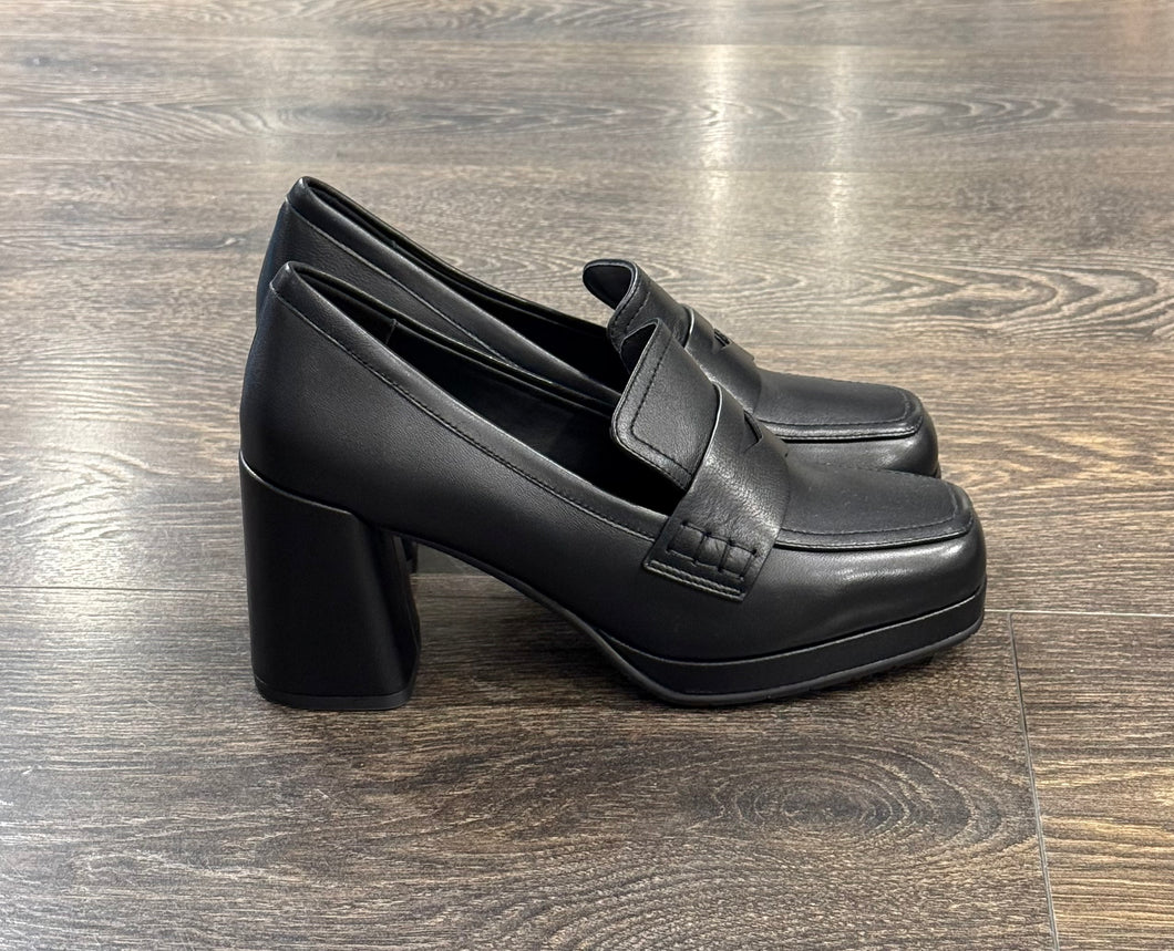 BRUNO PREMI MOCASSINO PELLE NERA TACCO 7 CM