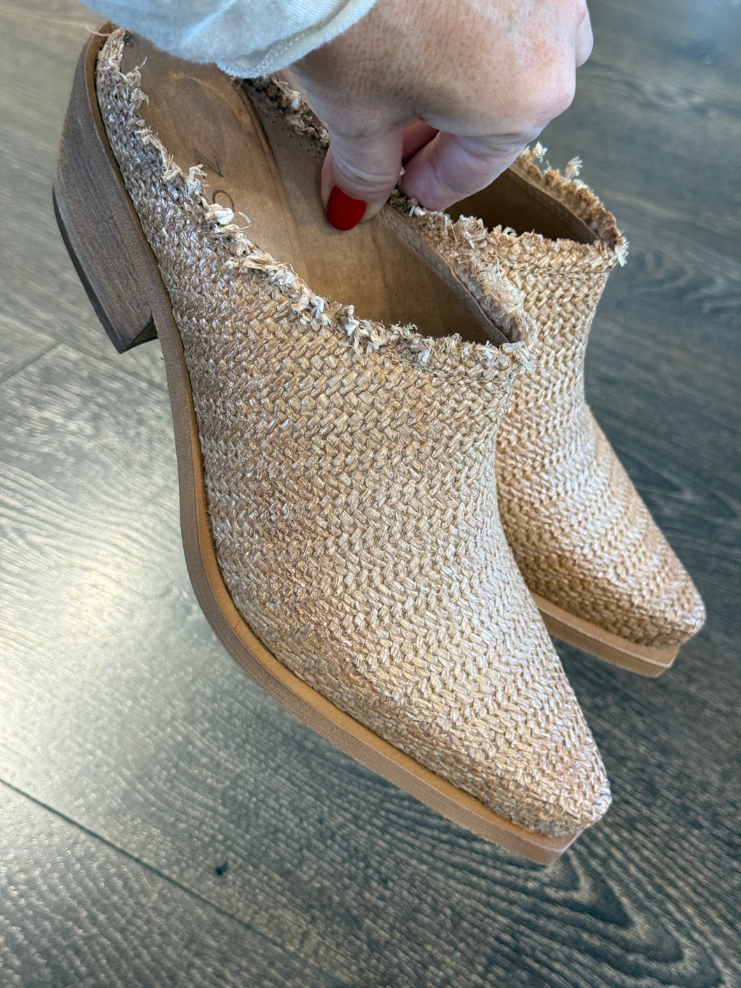 ZOE SABOT  IN RAFFIA INTRECCIATA CAMEL  TC 5 CM