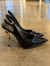 Carica l'immagine nel visualizzatore di Gallery, CARRANO SLINGBACK IN MORBIDA VERNICE NERA TACCO 10,5CM  IN ACCIAIO
