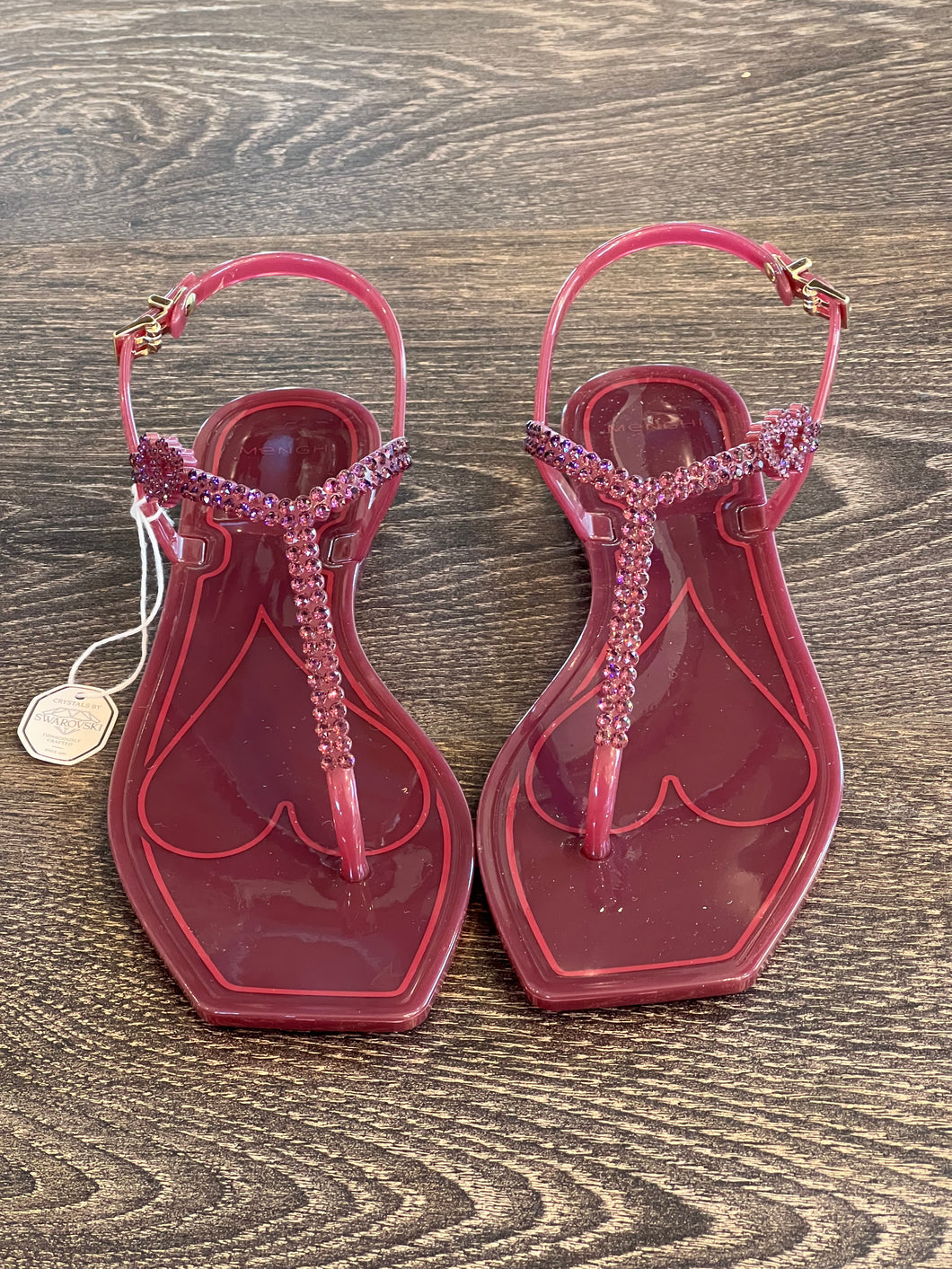 MENGHI SANDALO INFRADITO SWAROVSKI  CUORI PRUGNA