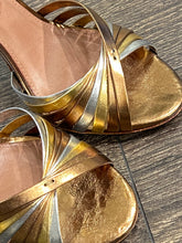Carica l&#39;immagine nel visualizzatore di Gallery, VICENZA SANDALO LAMINATO  MULTICOLOR  (bronzo) TACCO 11 CM
