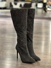 Carica l&#39;immagine nel visualizzatore di Gallery, FRANCESCO MILANO STIVALE STRASS NERO TACCO A SPILLO
