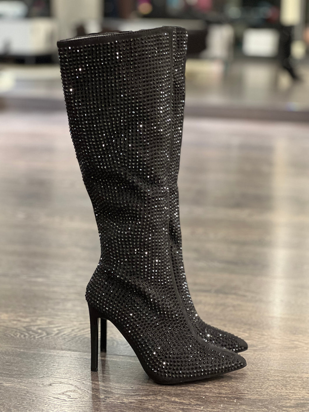 FRANCESCO MILANO STIVALE STRASS NERO TACCO A SPILLO