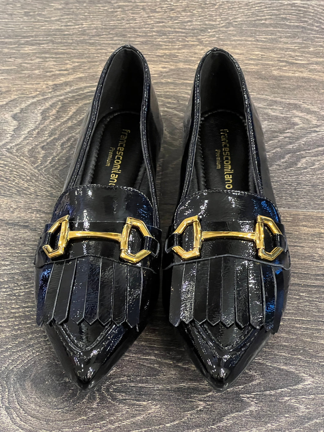 FRANCESCO MILANO MOCASSINO IN NAPLAK NERO CON ACCESSORIO