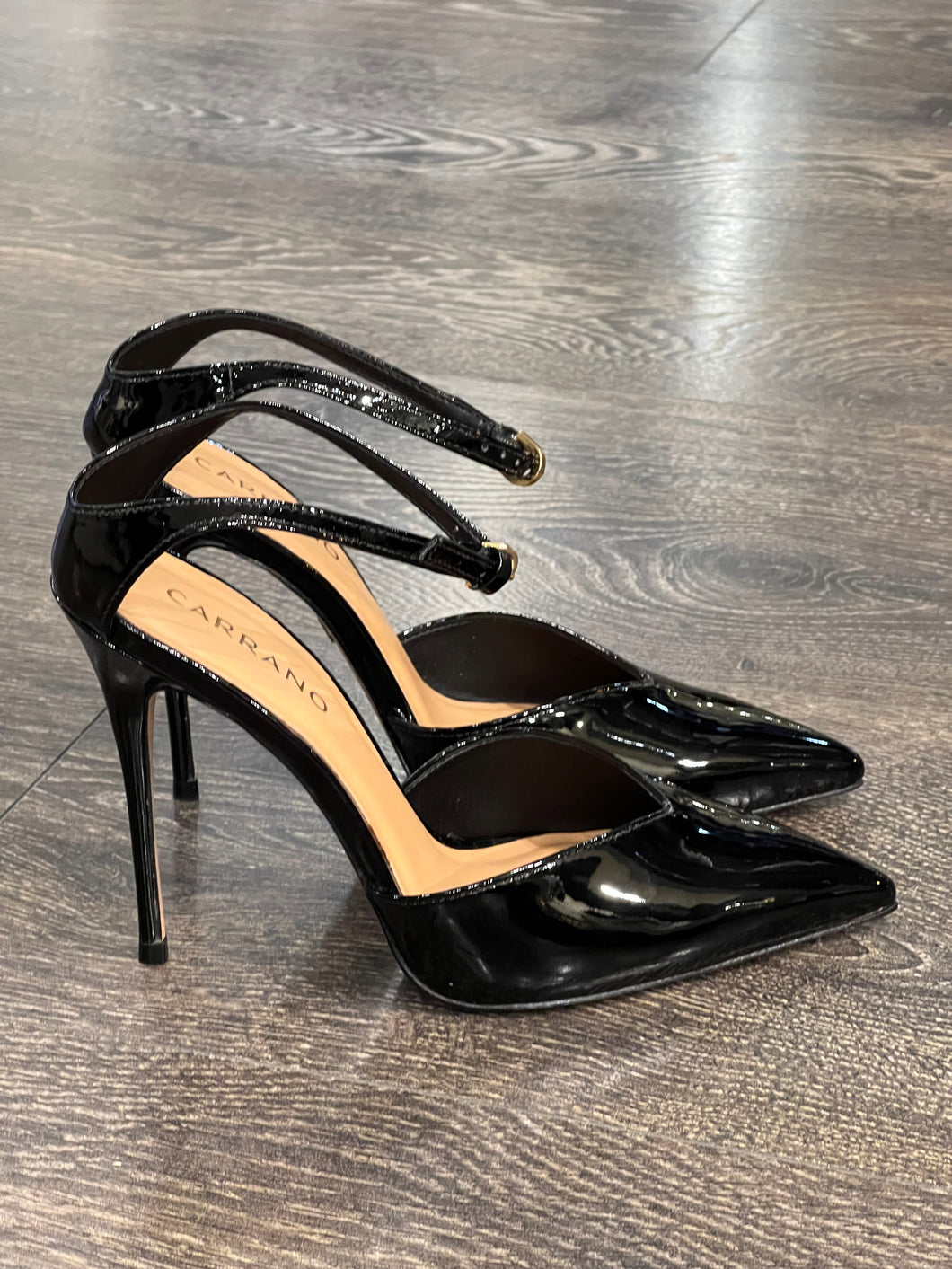 CARRANO DECOLLETE' SPEZZATA VERNICE NERA TACCO 11 CM
