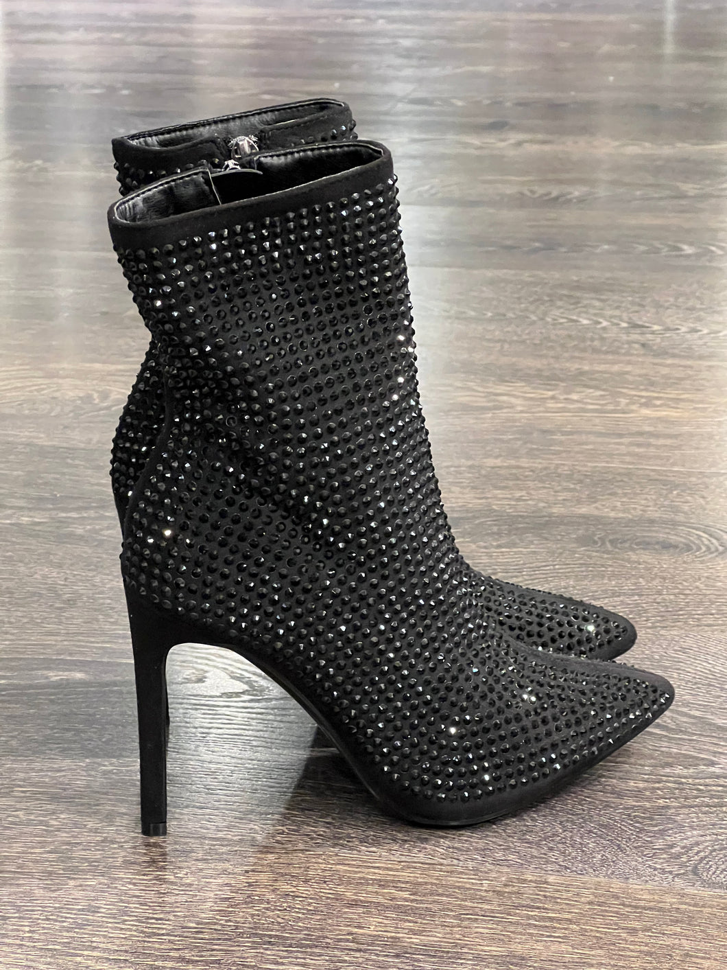 FRANCESCO MILANO TRONCHETTO IN STRASS NERO TACCO A SPILLO