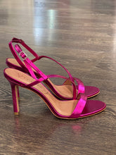 Carica l&#39;immagine nel visualizzatore di Gallery, VICENZA SANDALO IN PELLE LAMINATA FUXIA TACCO 8,5 CM
