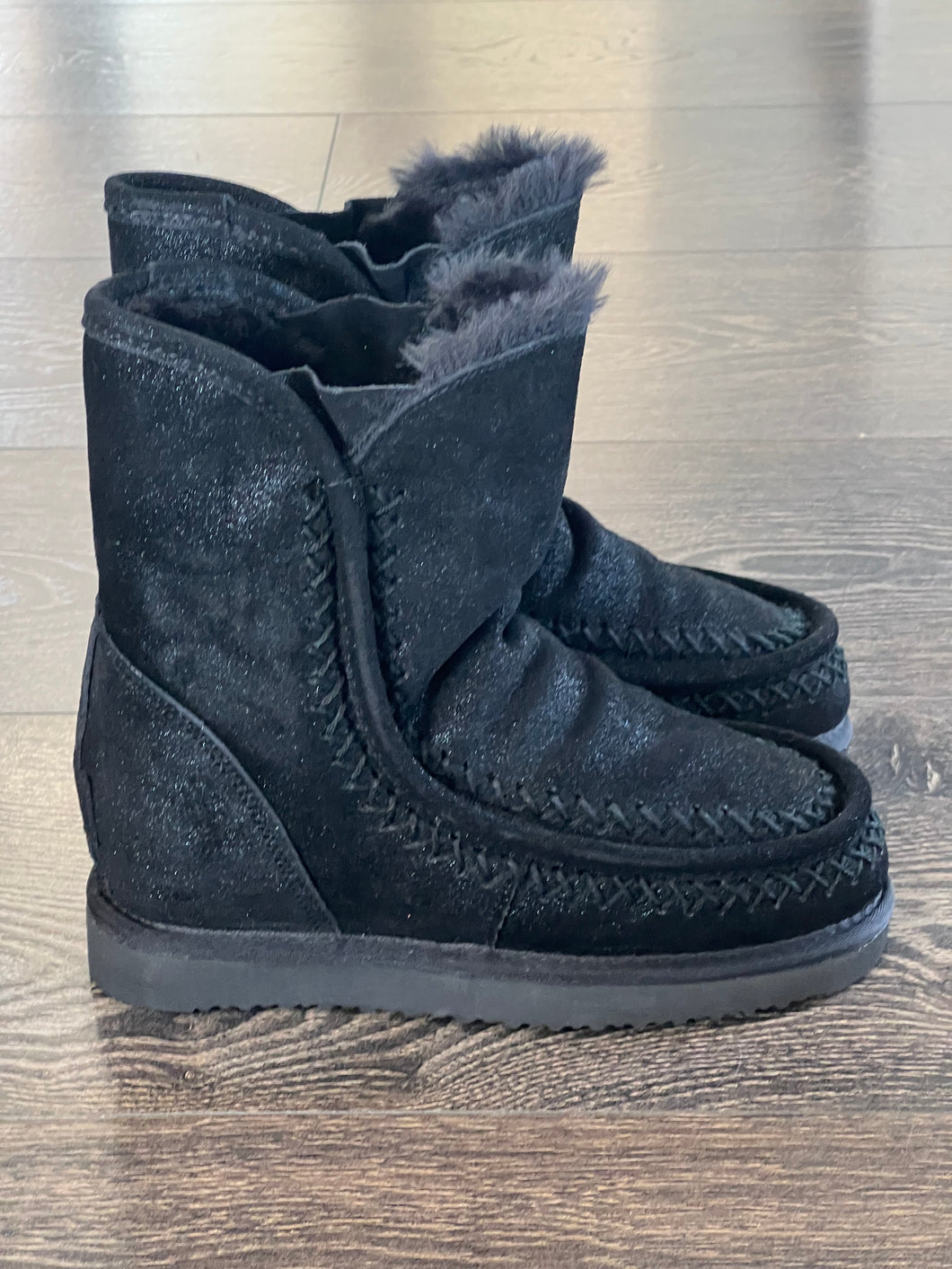 WOZ STIVALETTO IN CROSTA COLOR NERO GLITTER CON ZEPPA INTERNA 